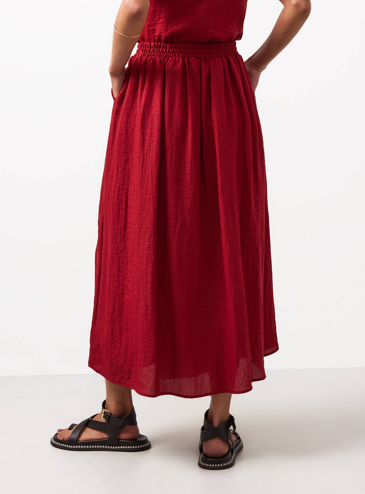 Dark Red Viscose Blend Midaxi Co-ord Skirt 8 - Image 4